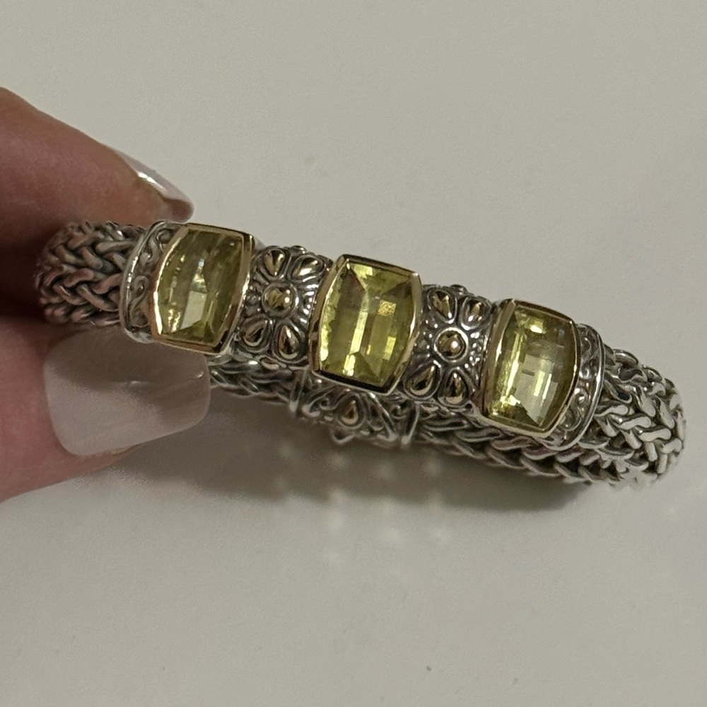 John Hardy Batu Sari Peridot/Citrine Bracelet 18k gold/silver